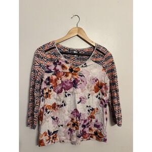 Anthropologie Akemi + Kin Floral Print Cotton Lightweight Top Blouse Small